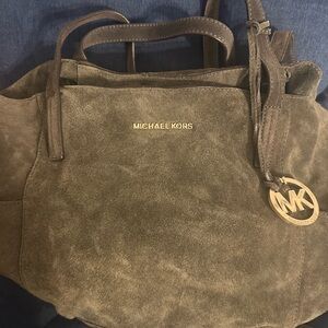 suede ARMY GREEN MK LIGHTLY USED TOTE